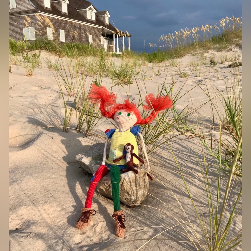 Handmade Knit Pippi Longstocking Doll Mr Nilsson Monkey OOAK Detailed Doll - Picture 1 of 16
